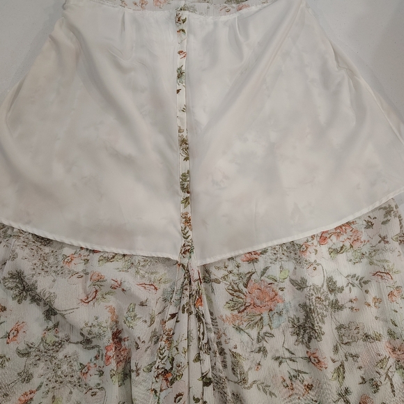 Frye Midi Dress M Button Down Floral Sleeveless Pockets Prairie Cottage Core - Picture 10 of 10